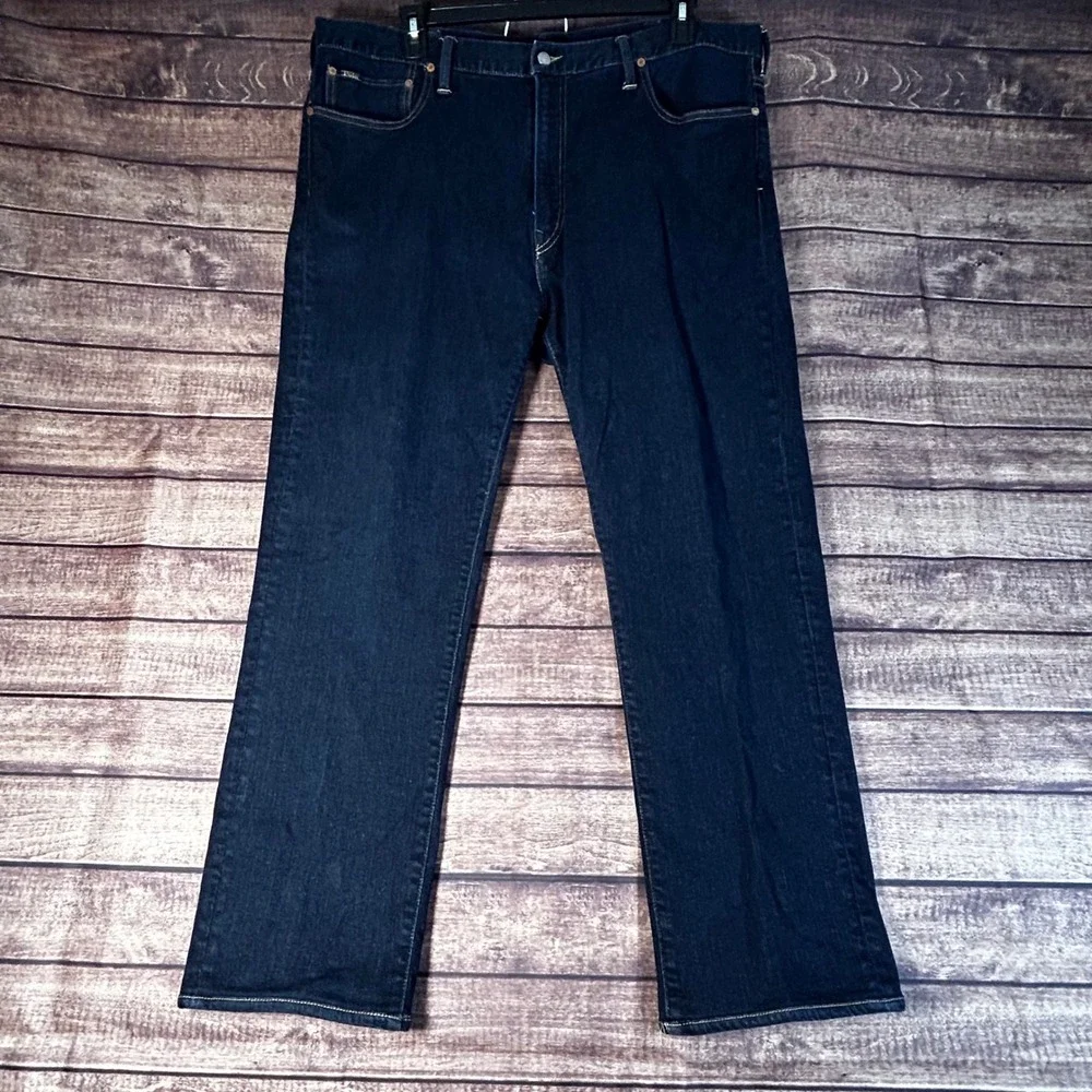 Polo Ralph Lauren Hampton Relaxed Straight Jeans Mens 42x32 Dark Wash Denim